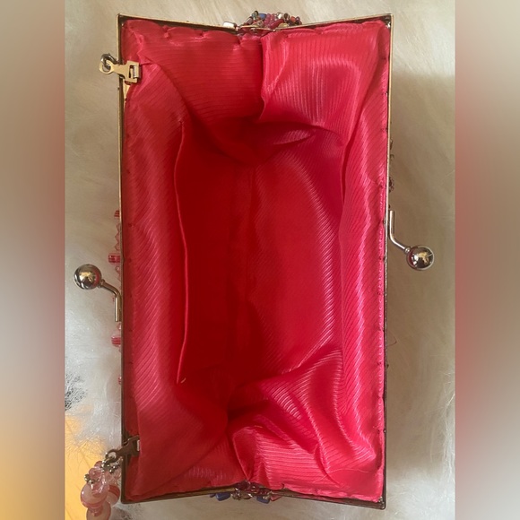 Cocoon House Multicolor Beaded Pink Evening Bag Clutch Handbag - Picture 7 of 8